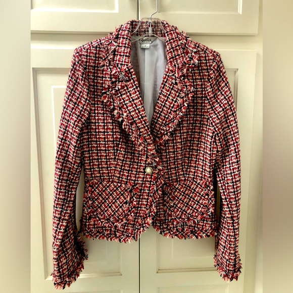 Sharp Dressy Cute Fun! Red, Black & white Jacket ♥️ like new! Medium - Picture 1 of 12